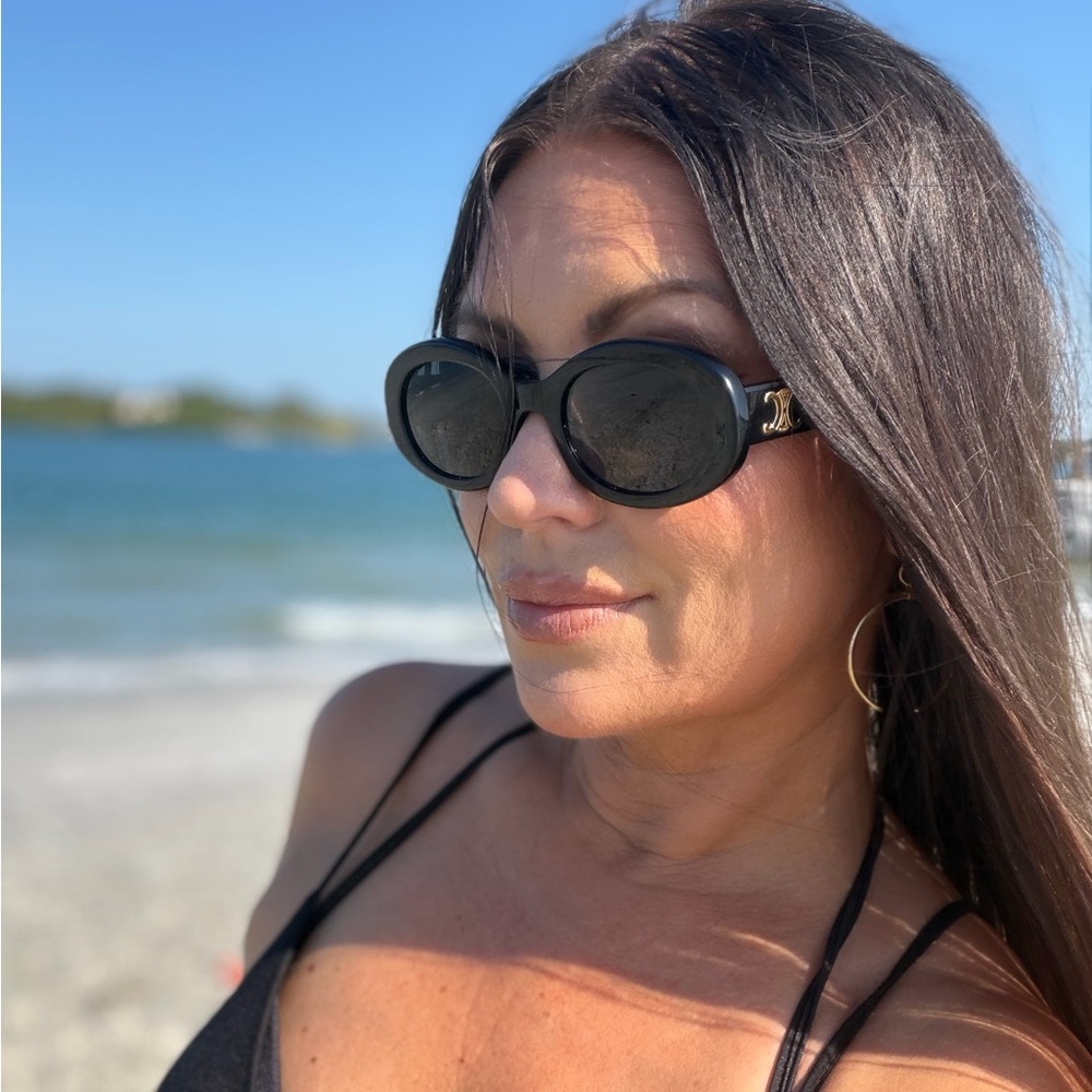 Authentic Celine Triomphe Black Oval Sunglasses Excellent Condition